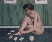 Felix Vallotton Woman Playing solitaire,green room china oil painting artist